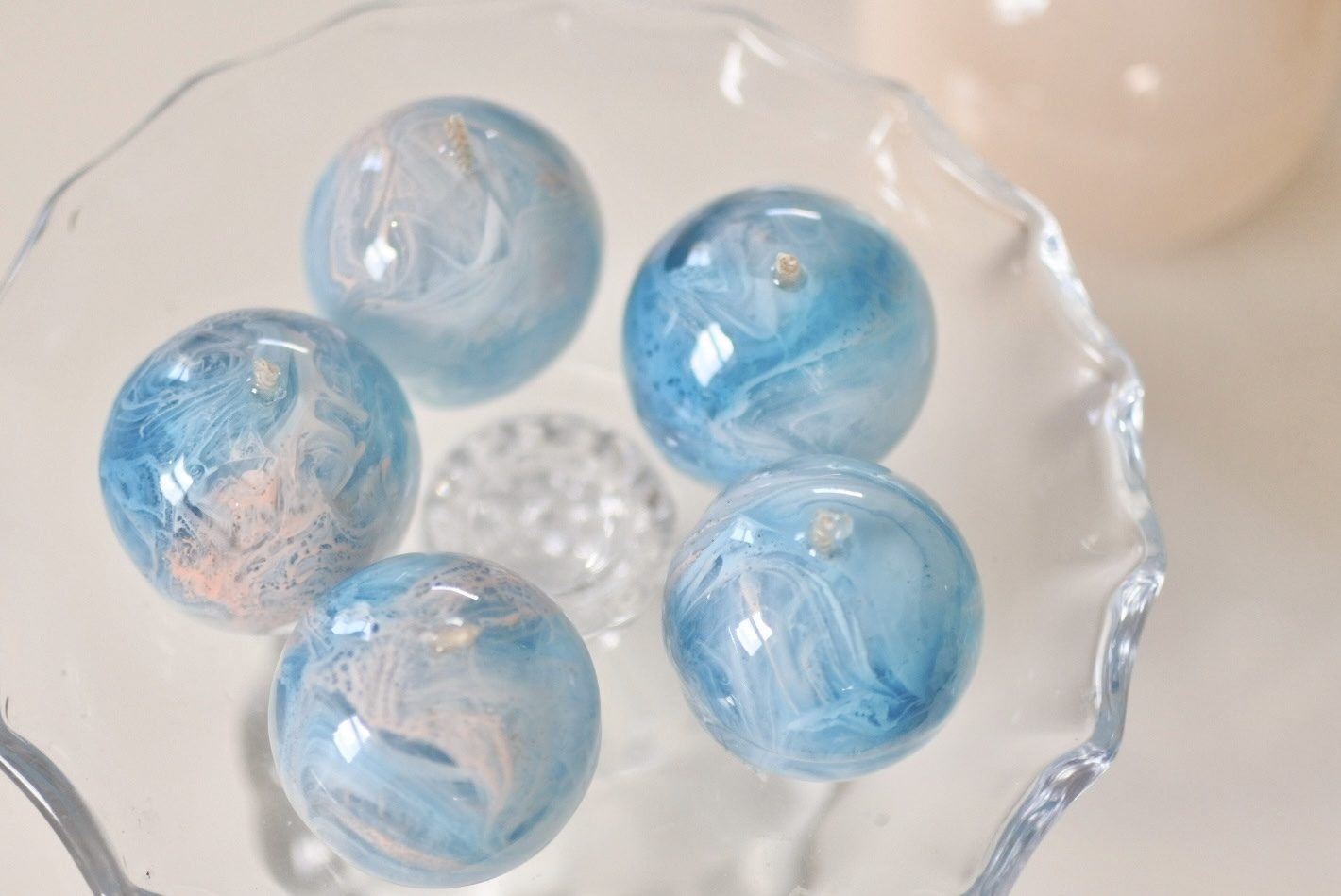 Marble Orb — five candles, each a different pattern