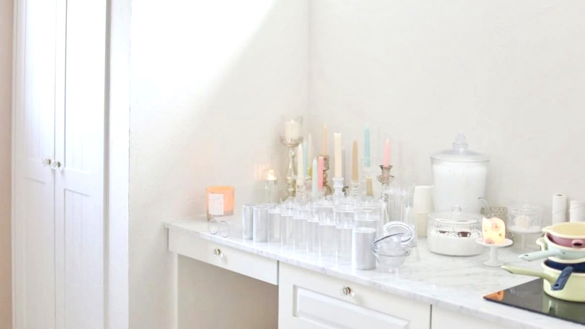 A ROCA atelier workspace with candle supplies